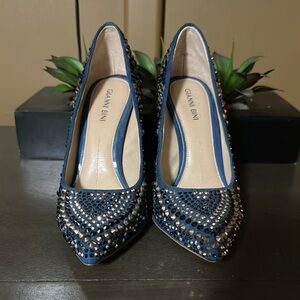 Gianni Bini Blue Stiletto Heels with Studded Design